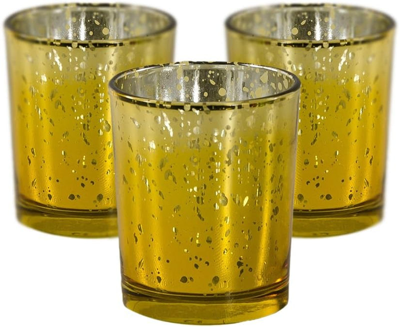 Gold Mercury Glass Votives — Set of 12