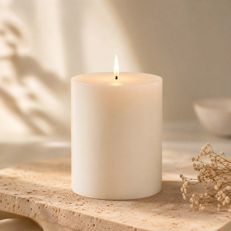 White Pillar Candle — 4×6, Unscented