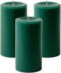 Hunter Green Pillar Candles — Set of 3 (3×6), Unscented