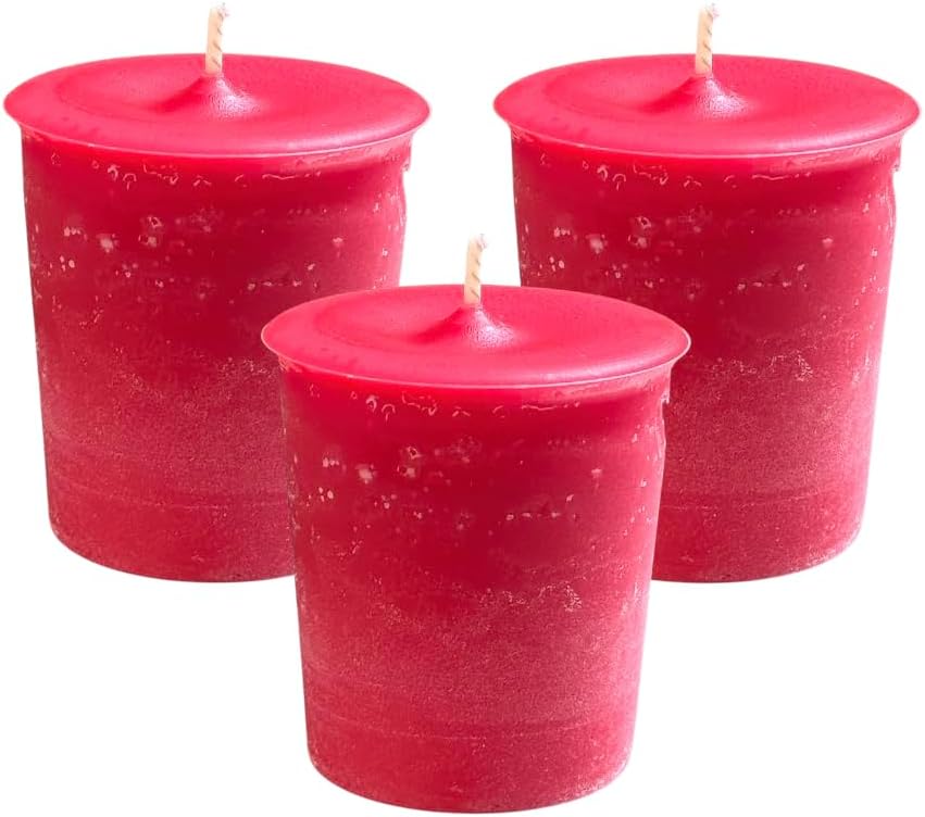 Red Holiday Votive Candles — Holly Berry & Bayberry Cypress