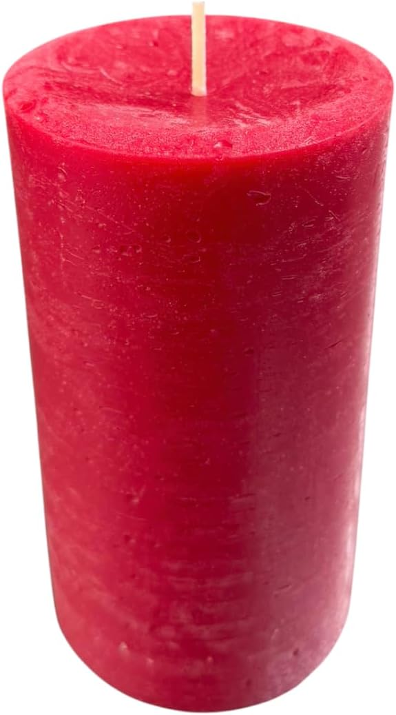 Rustic Red Pillar Candle — 3×6, Unscented