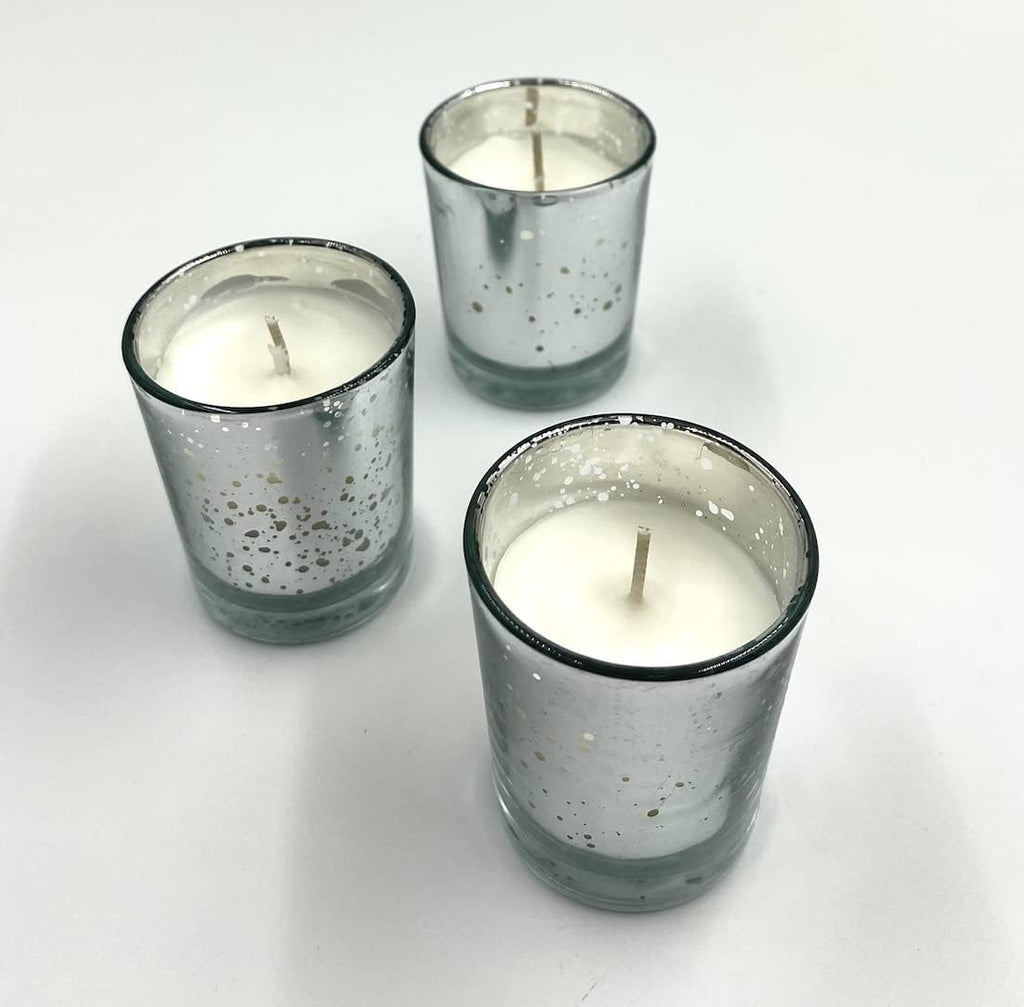 Silver Mercury Glass Votives — Set of 12