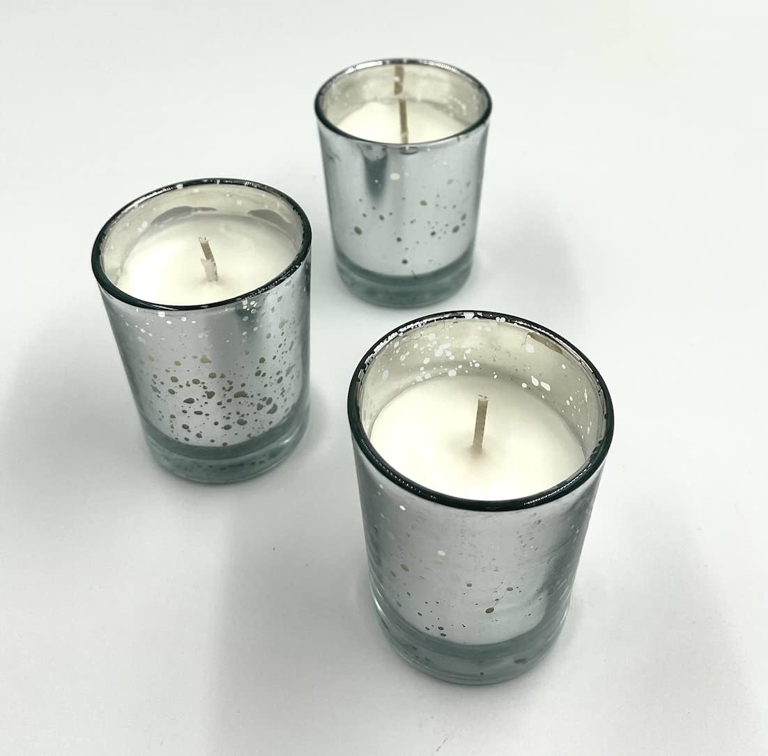 Silver Mercury Glass Votives — Set of 12