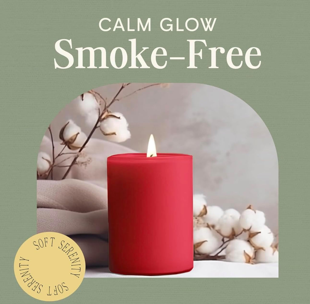 Rustic Red Pillar Candle — 3×6, Unscented