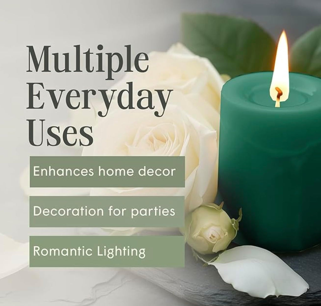 Mistletoe, Pine & Rosemary Pillar Candle — Hunter Green, 3×4