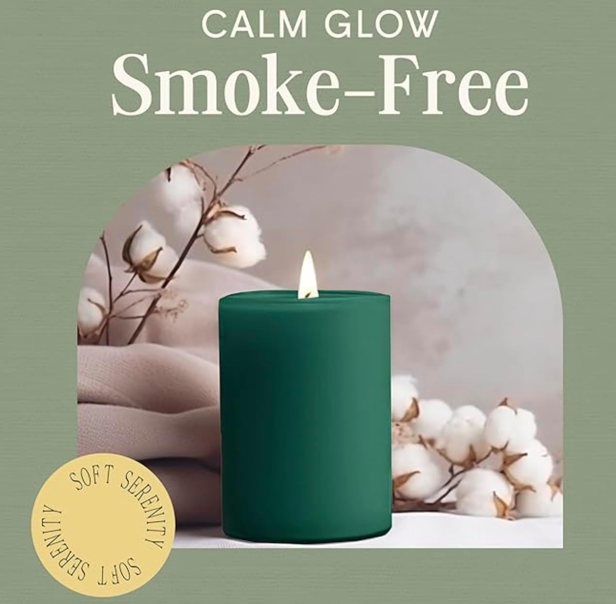 Mistletoe, Pine & Rosemary Pillar Candle — Hunter Green, 3×4