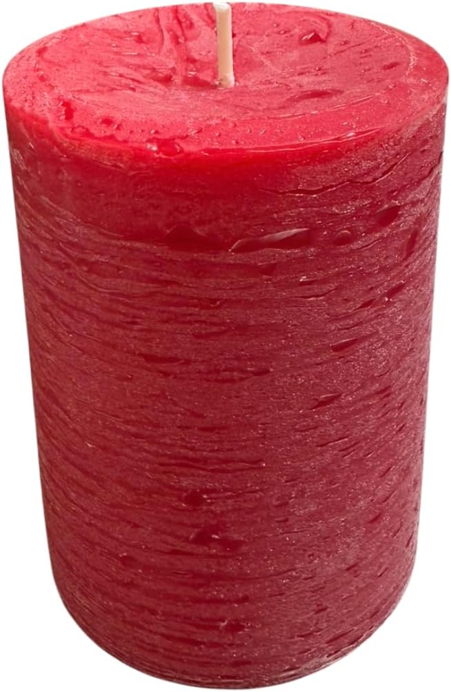 Rustic Red Pillar Candles — Set of 3 (3×4), Unscented