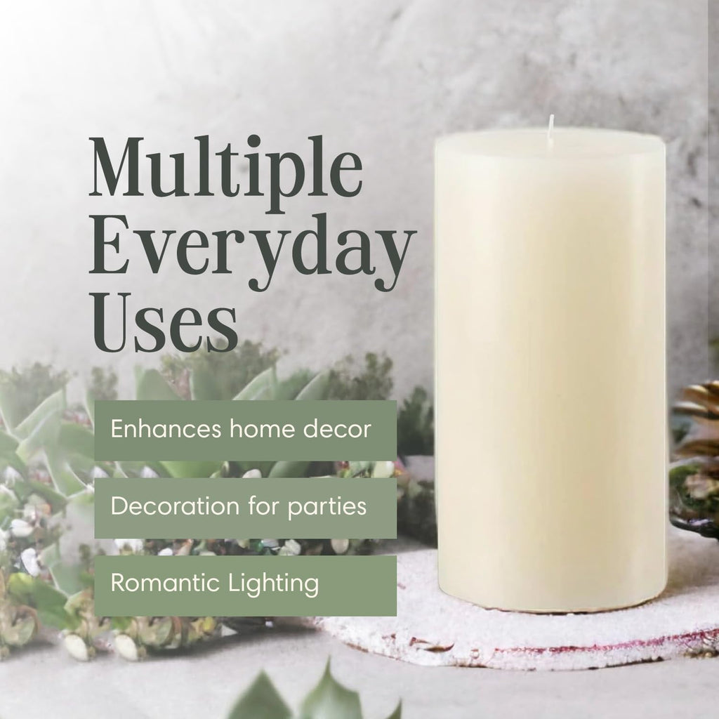 Ivory Pillar Candle — 4×8, Unscented