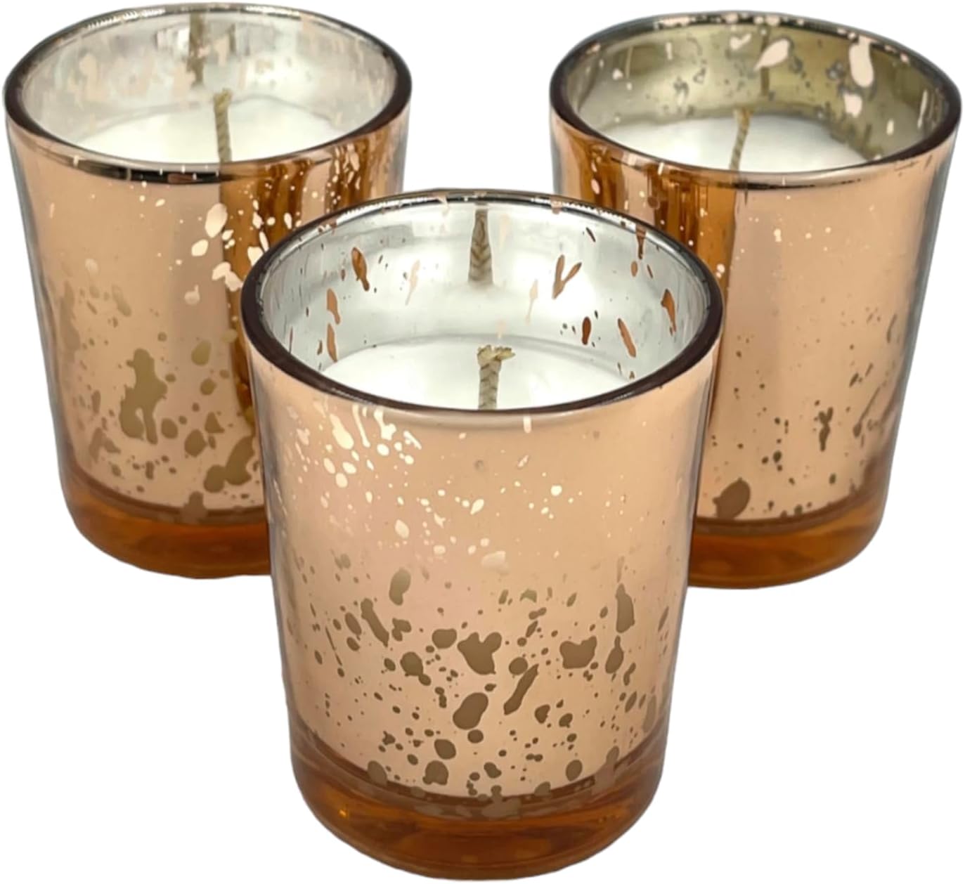 Rose Mercury Glass Votives — Set of 12
