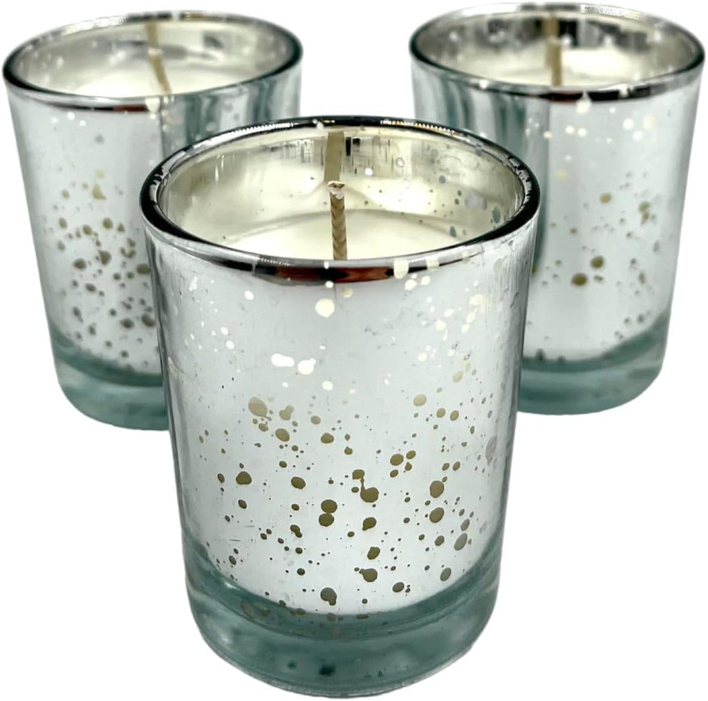 Silver Mercury Glass Votives — Set of 12