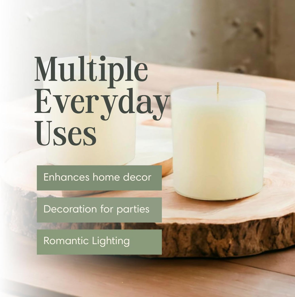 Ivory Pillar Candles — 4×4, Set of 2, Unscented