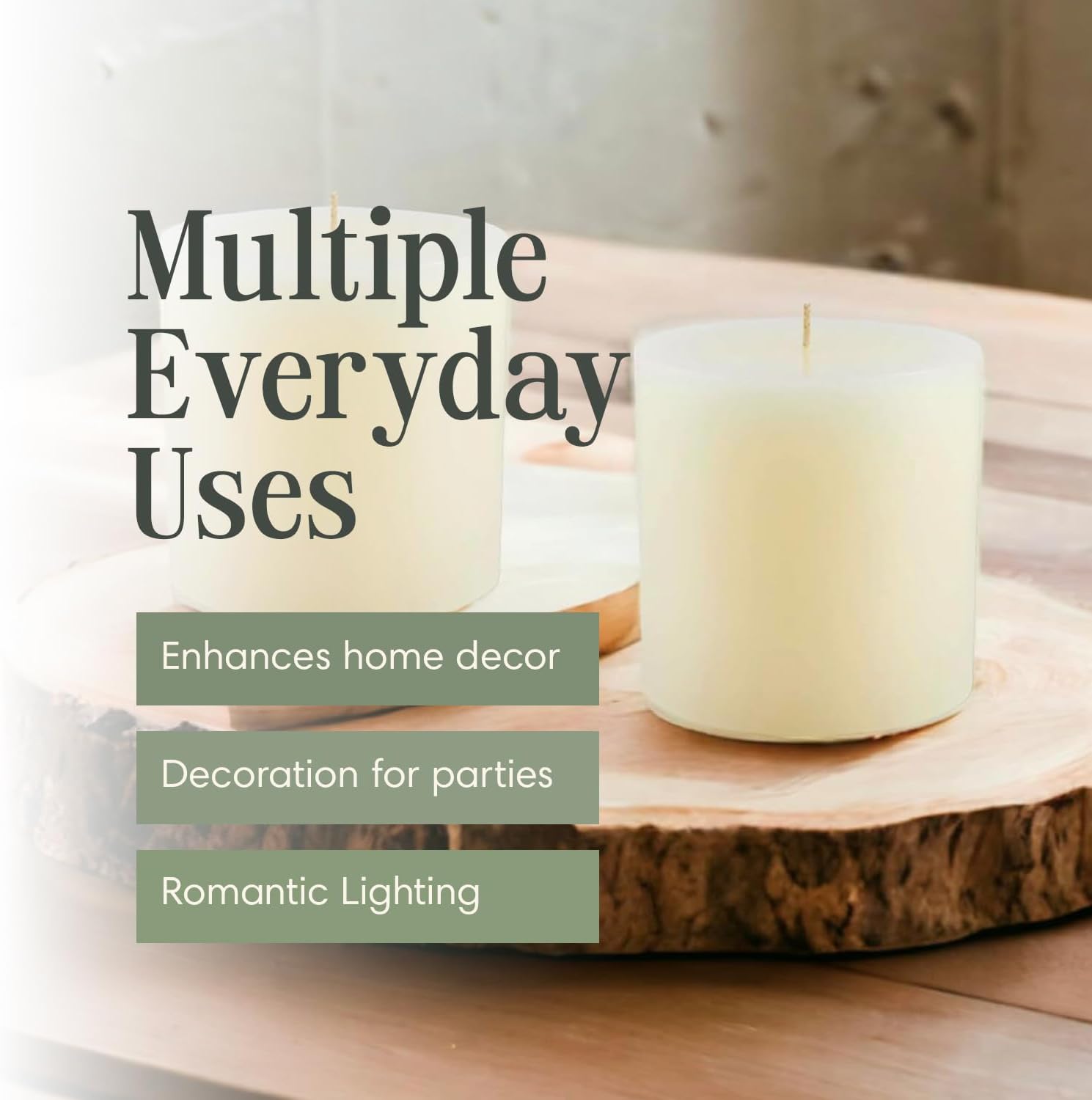 Ivory Pillar Candles — 4×4, Set of 2, Unscented