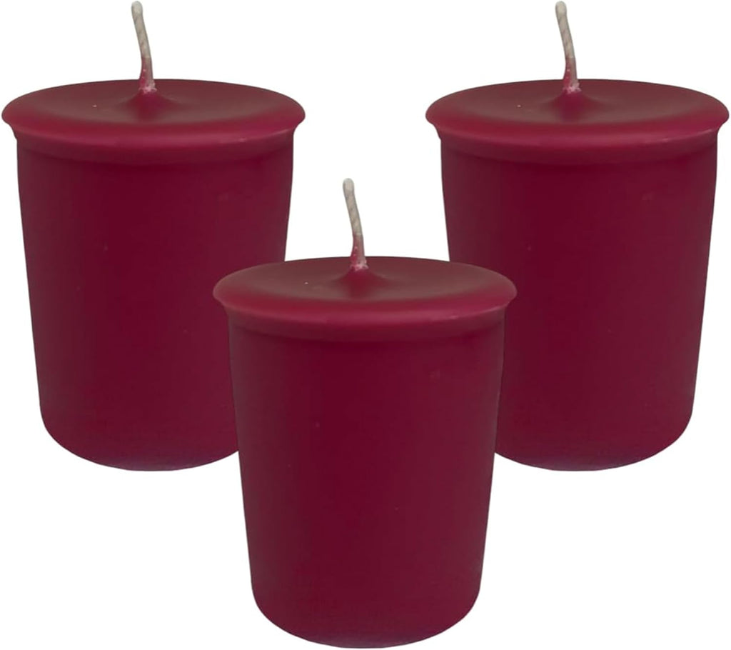 Burgundy Holiday Votive Candles — Holly Berry, Set of 9