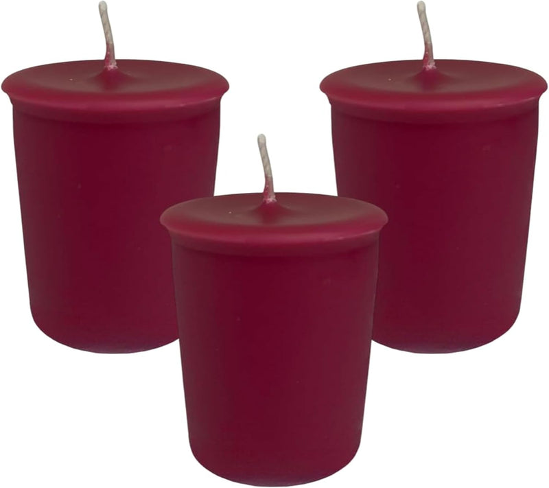 Burgundy Holiday Votive Candles — Holly Berry, Set of 9