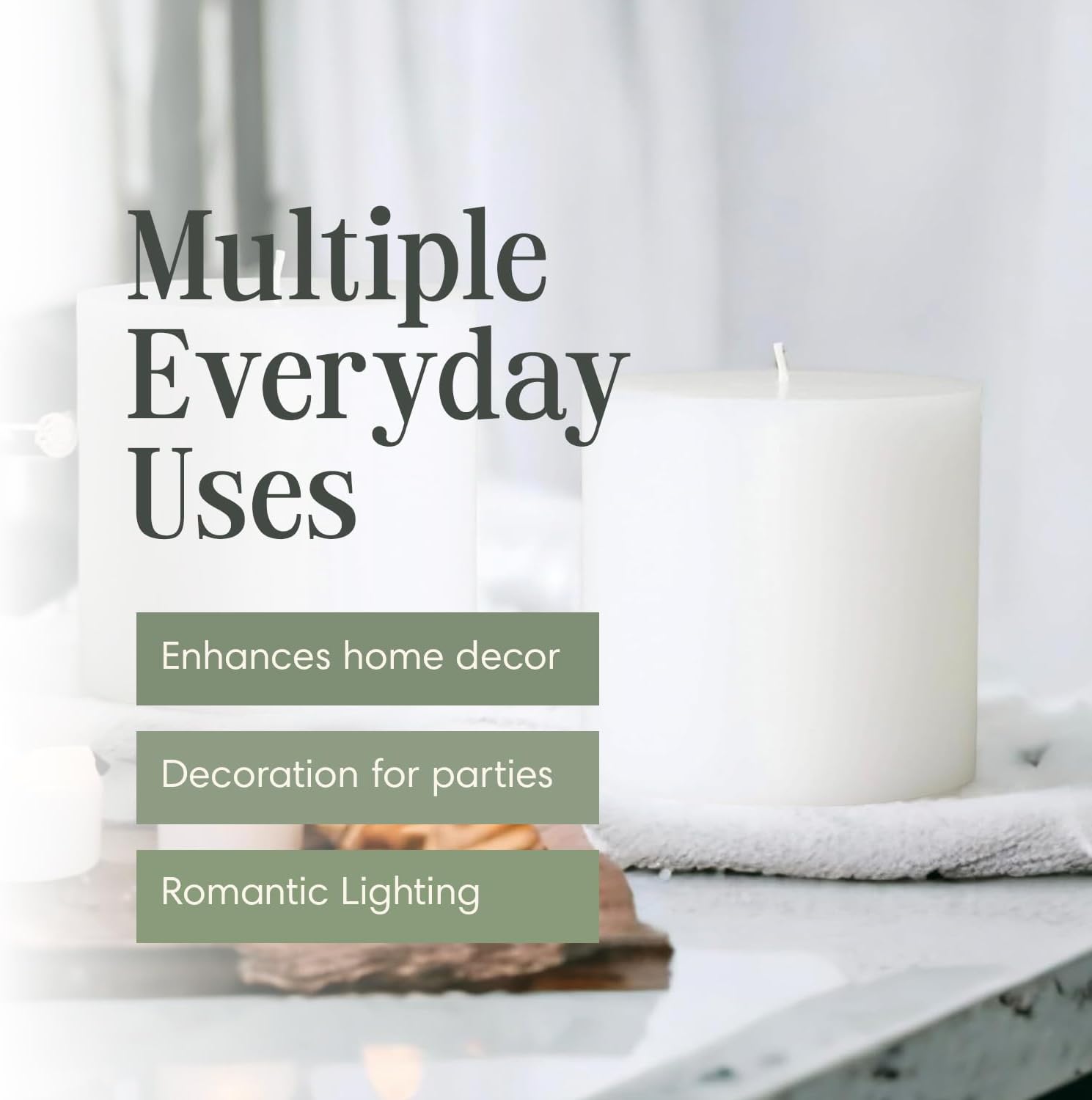 White Pillar Candles — 4×4, Set of 2, Unscented