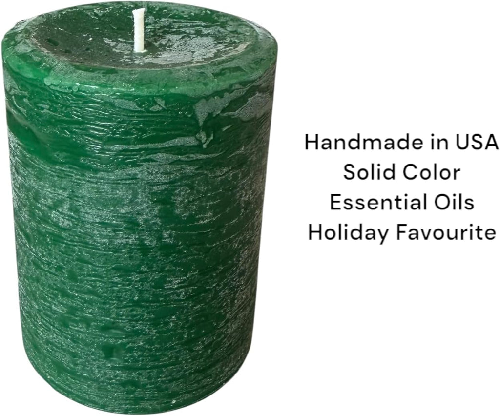 Mistletoe, Pine & Rosemary Pillar Candle — Hunter Green, 3×4