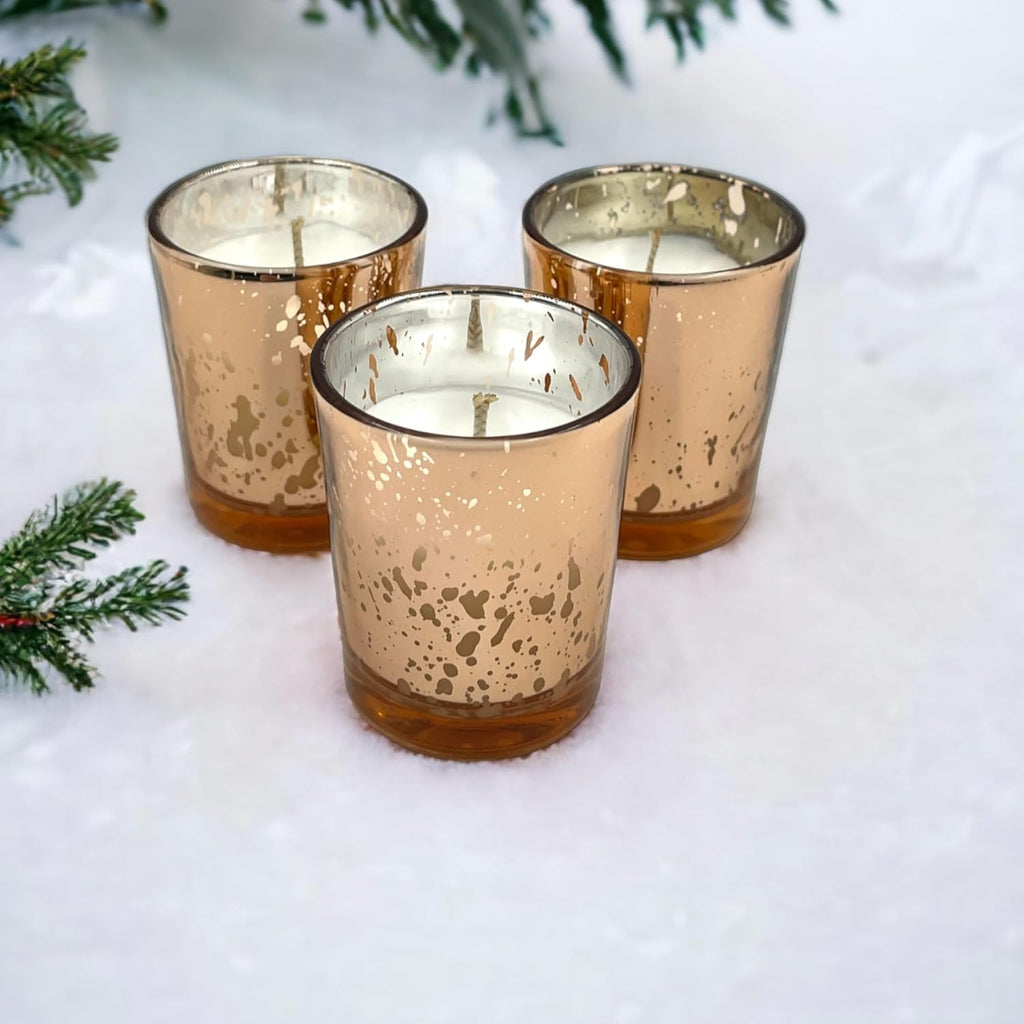 Rose Mercury Glass Votives — Set of 12