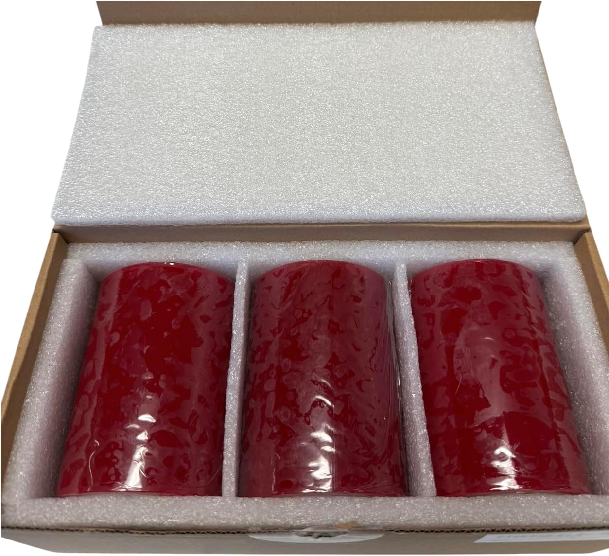 Red Pillar Candles — Set of 3 (3×4), Unscented
