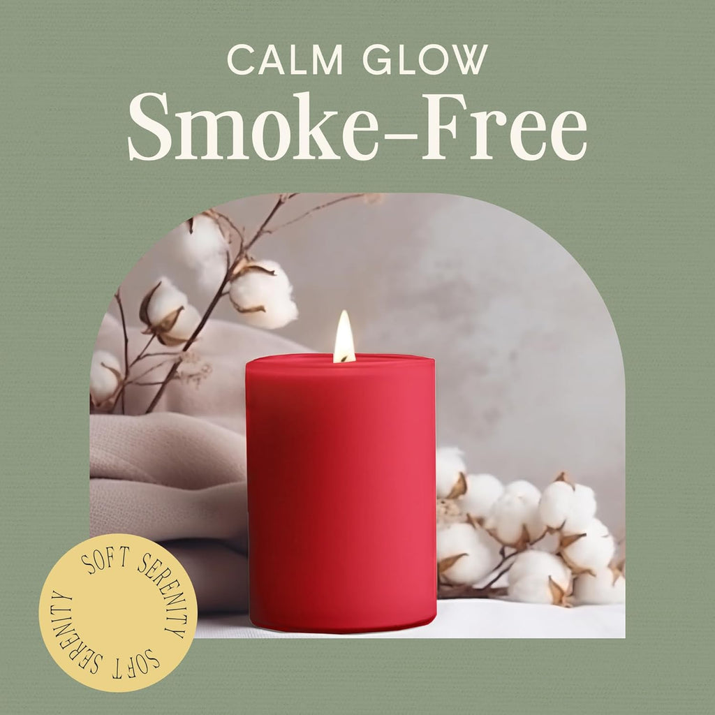 Red Pillar Candles — Set of 3 (3×4), Unscented