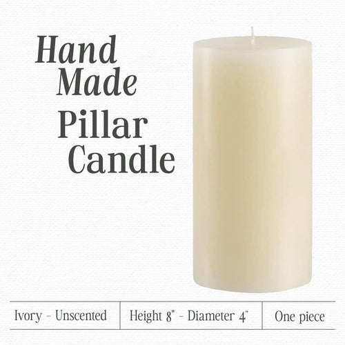 Ivory Pillar Candle — 4×8, Unscented