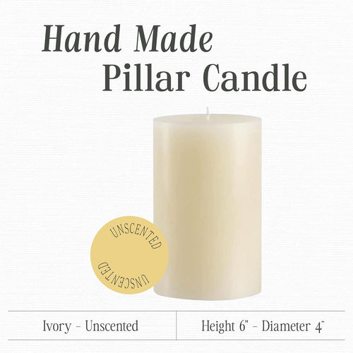 Ivory Pillar Candle — 4×6, Unscented