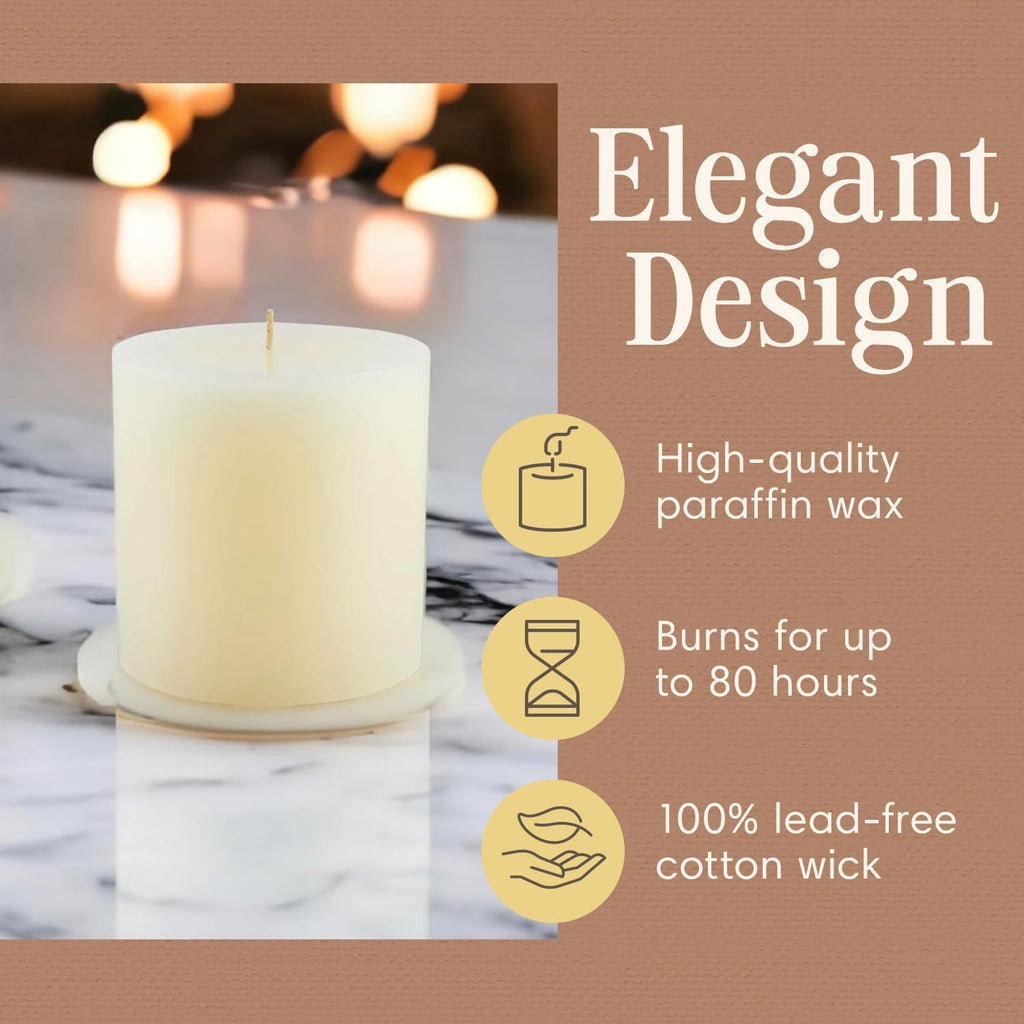 Ivory Pillar Candles — 4×4, Set of 2, Unscented