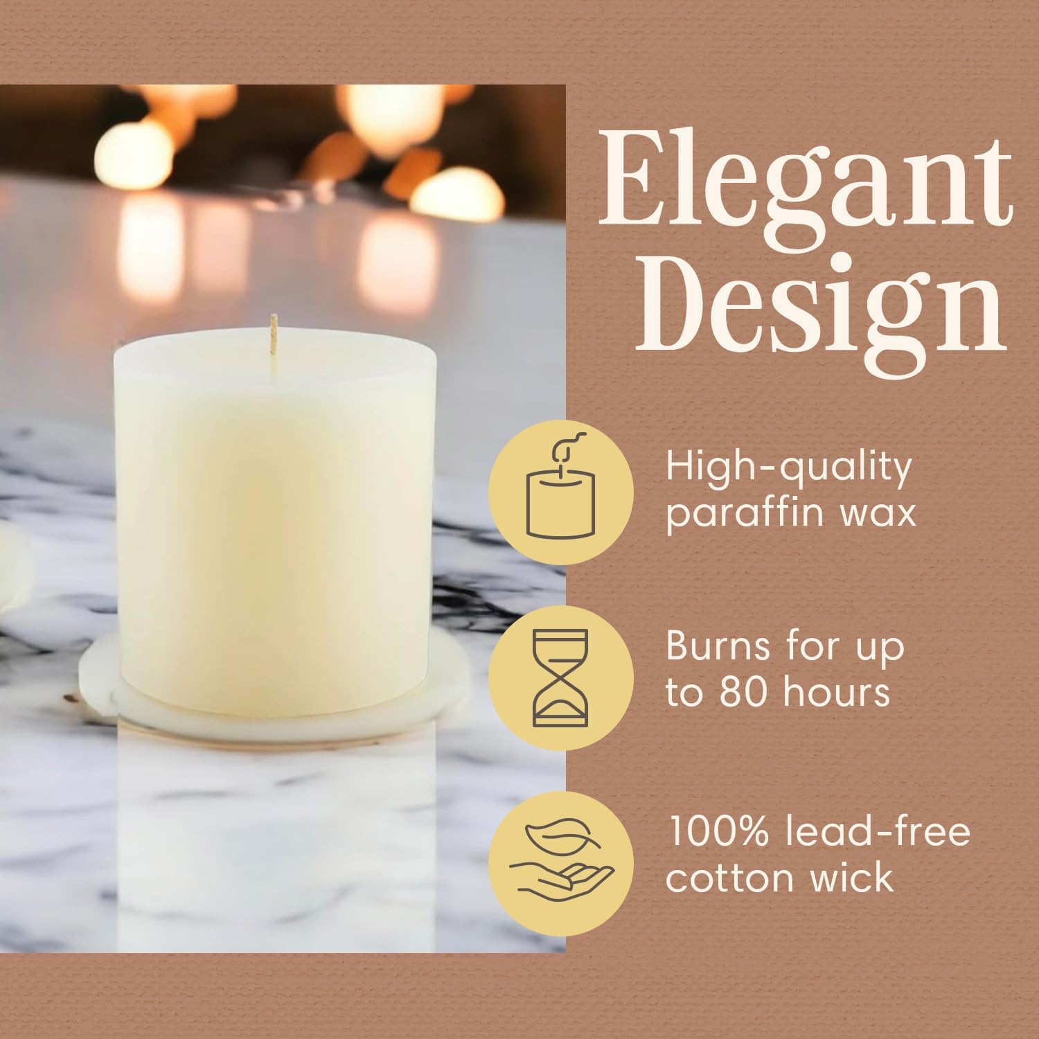 Ivory Pillar Candles — 4×4, Set of 2, Unscented