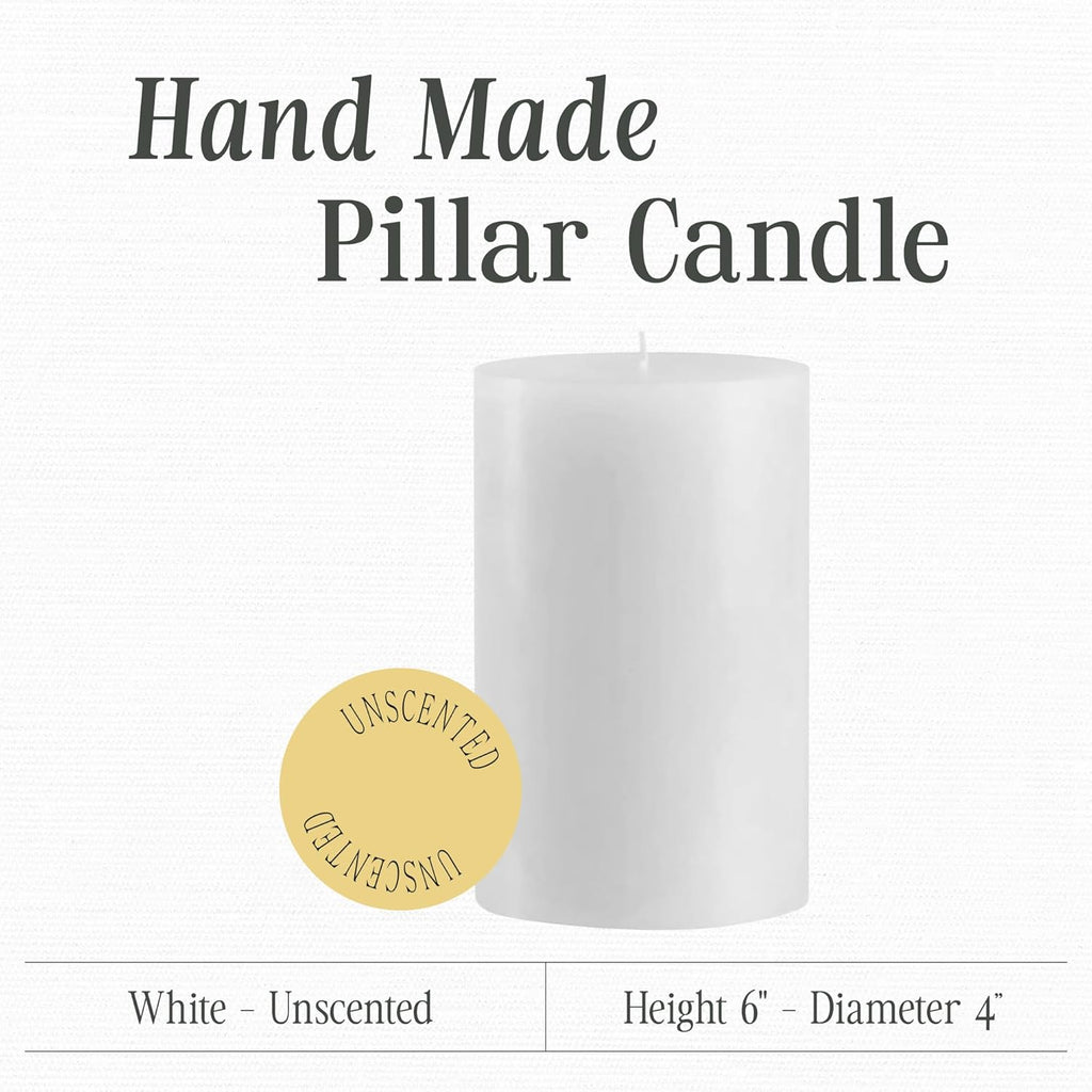White Pillar Candle — 4×6, Unscented