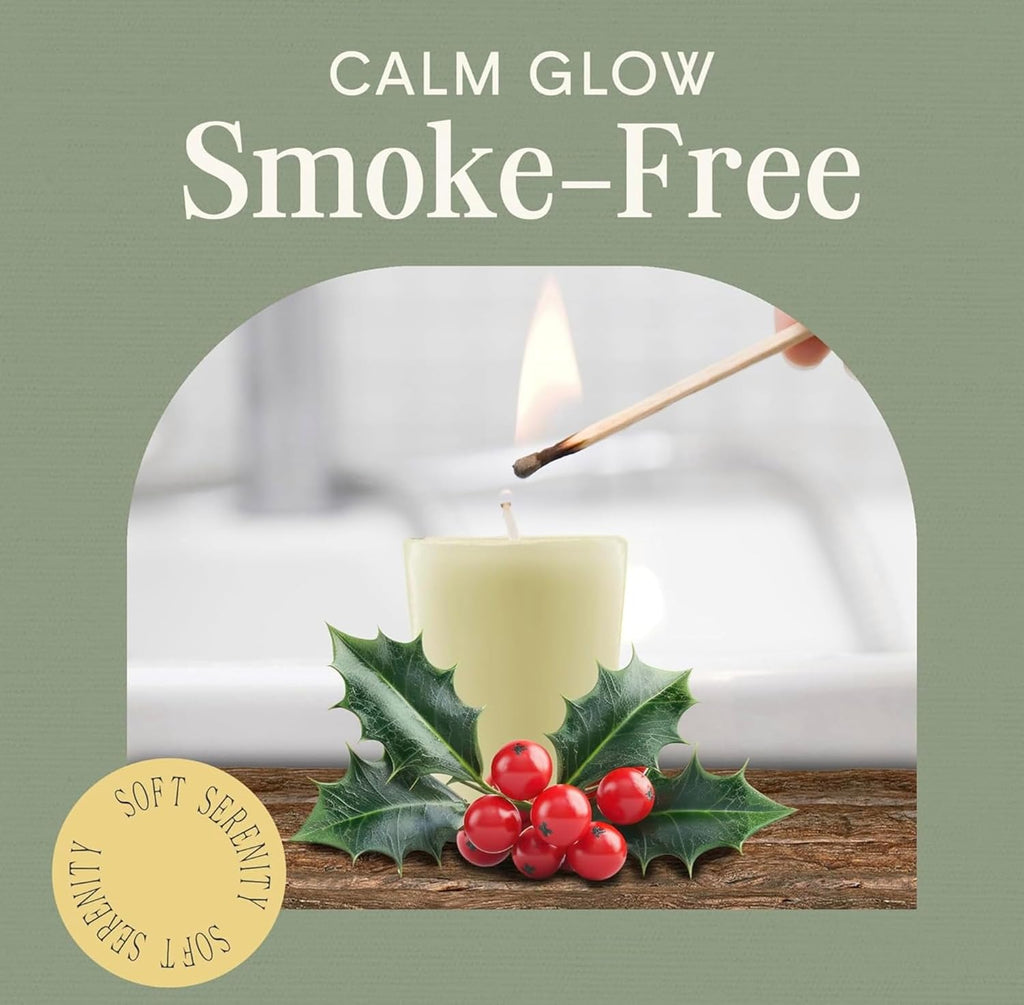 Red Holiday Votive Candles — Holly Berry & Bayberry Cypress
