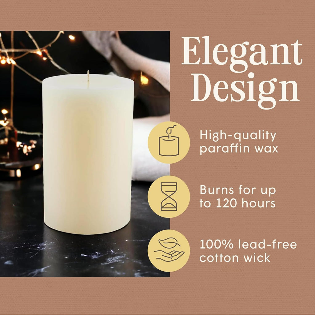 Ivory Pillar Candle — 4×6, Unscented