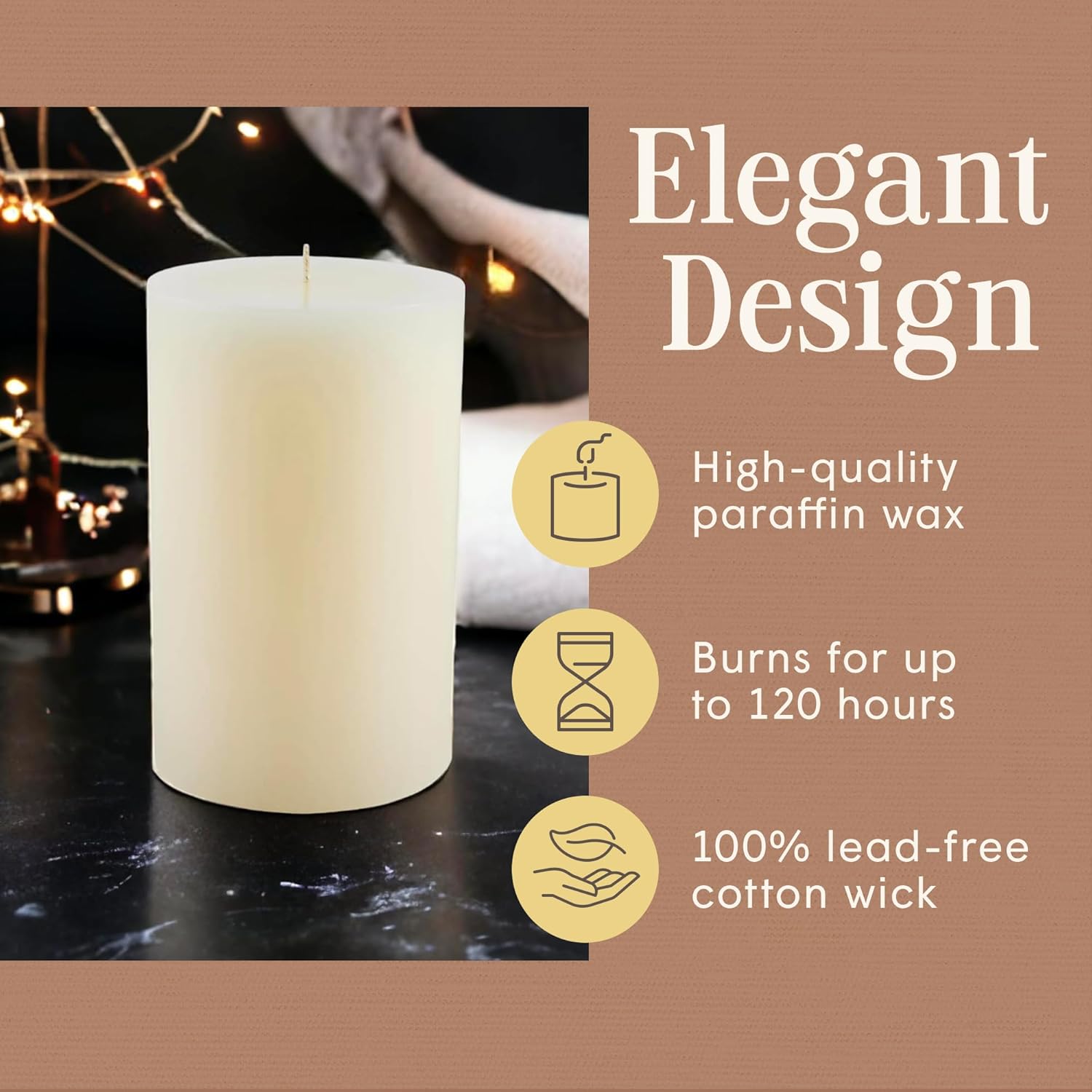 Ivory Pillar Candle — 4×6, Unscented