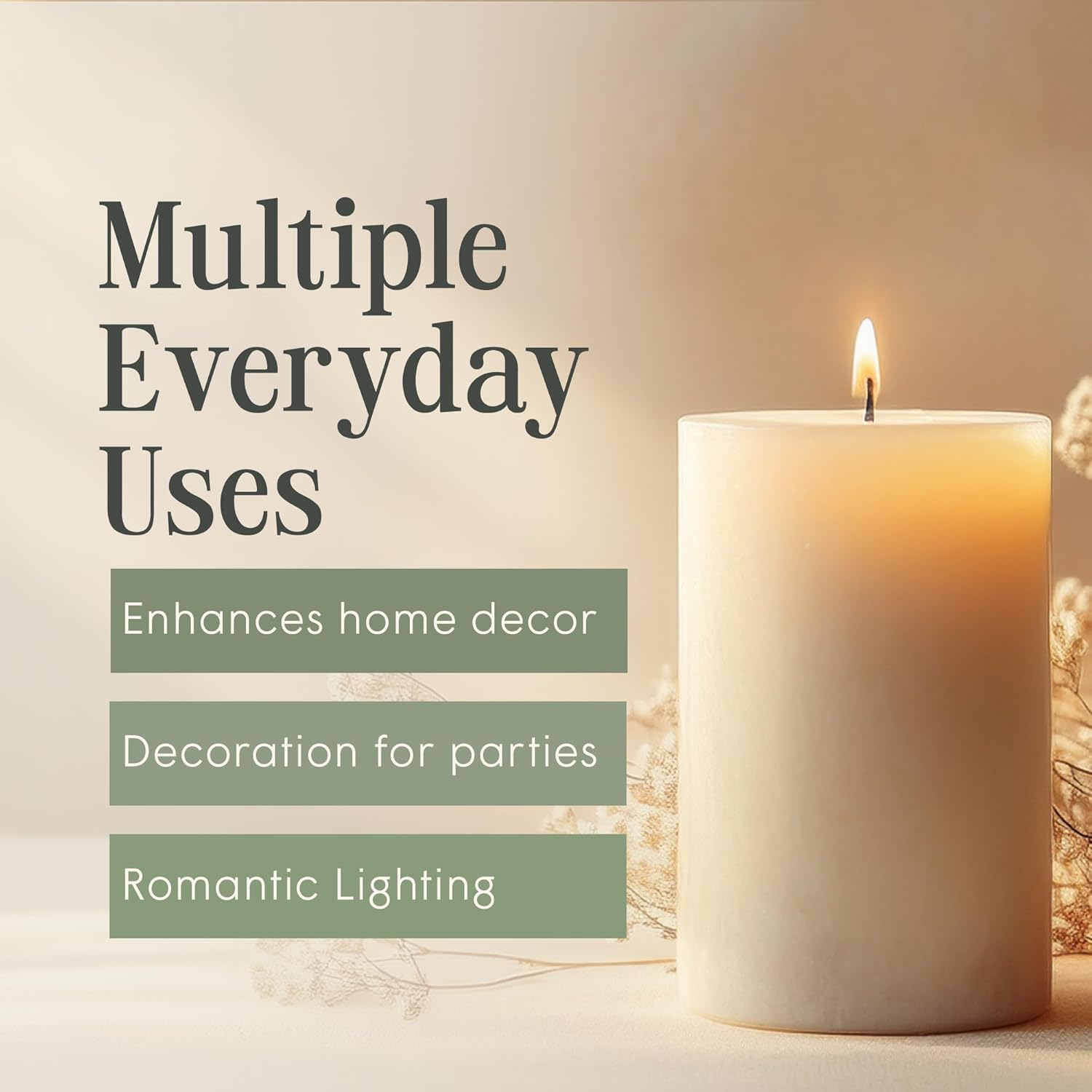 Ivory Pillar Candle — 4×6, Unscented