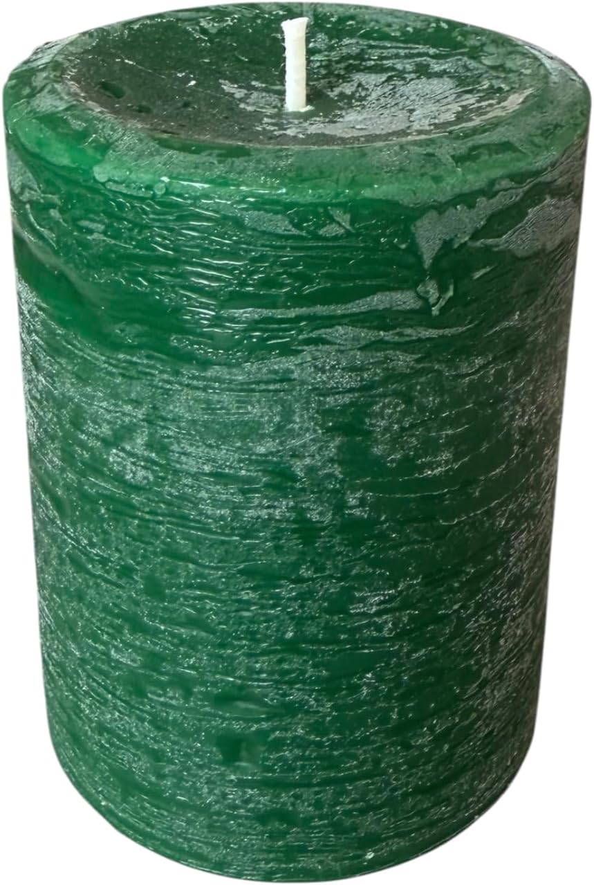 Mistletoe, Pine & Rosemary Pillar Candle — Hunter Green, 3×4