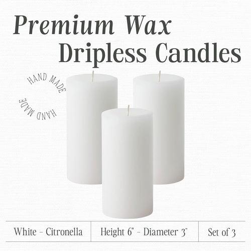 Citronella Pillar Candle — 3×6, Outdoor & Indoor