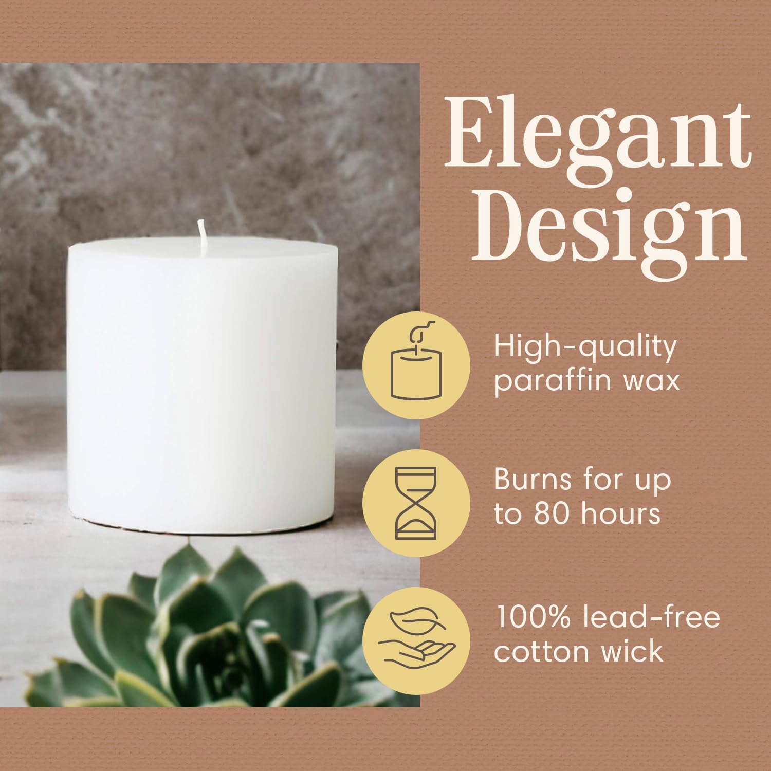 White Pillar Candles — 4×4, Set of 2, Unscented