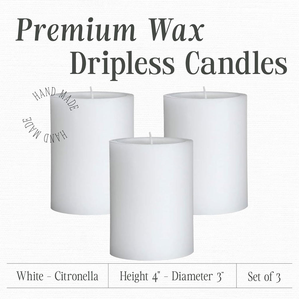 Citronella Pillar Candle — 3×4, Outdoor & Indoor