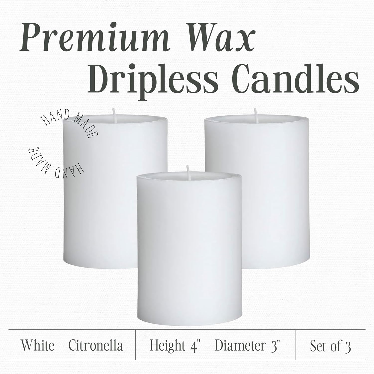 Citronella Pillar Candle — 3×4, Outdoor & Indoor