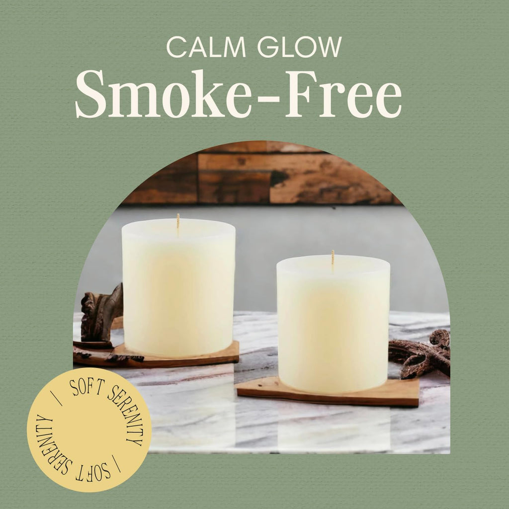 Ivory Pillar Candles — 4×4, Set of 2, Unscented