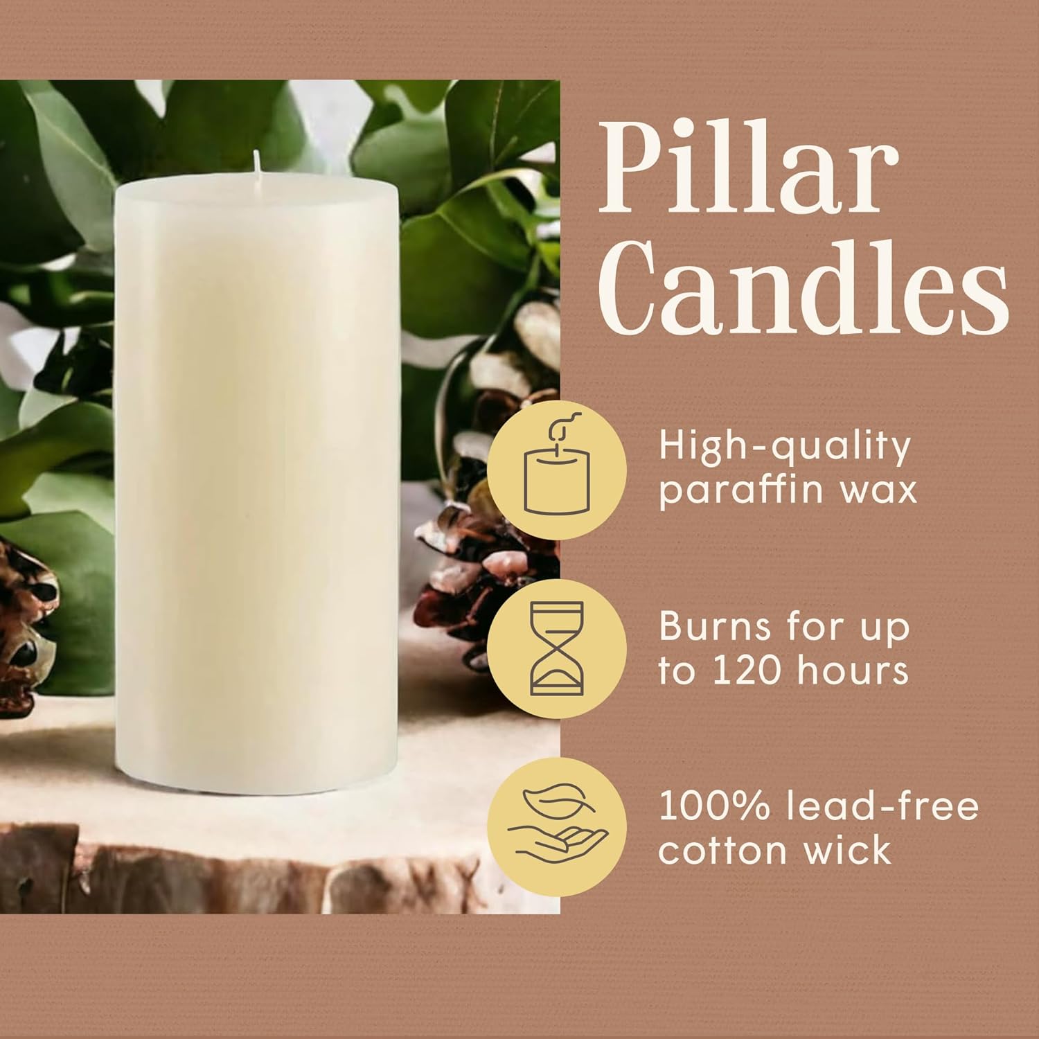 Ivory Vanilla Pillar Candle — Single