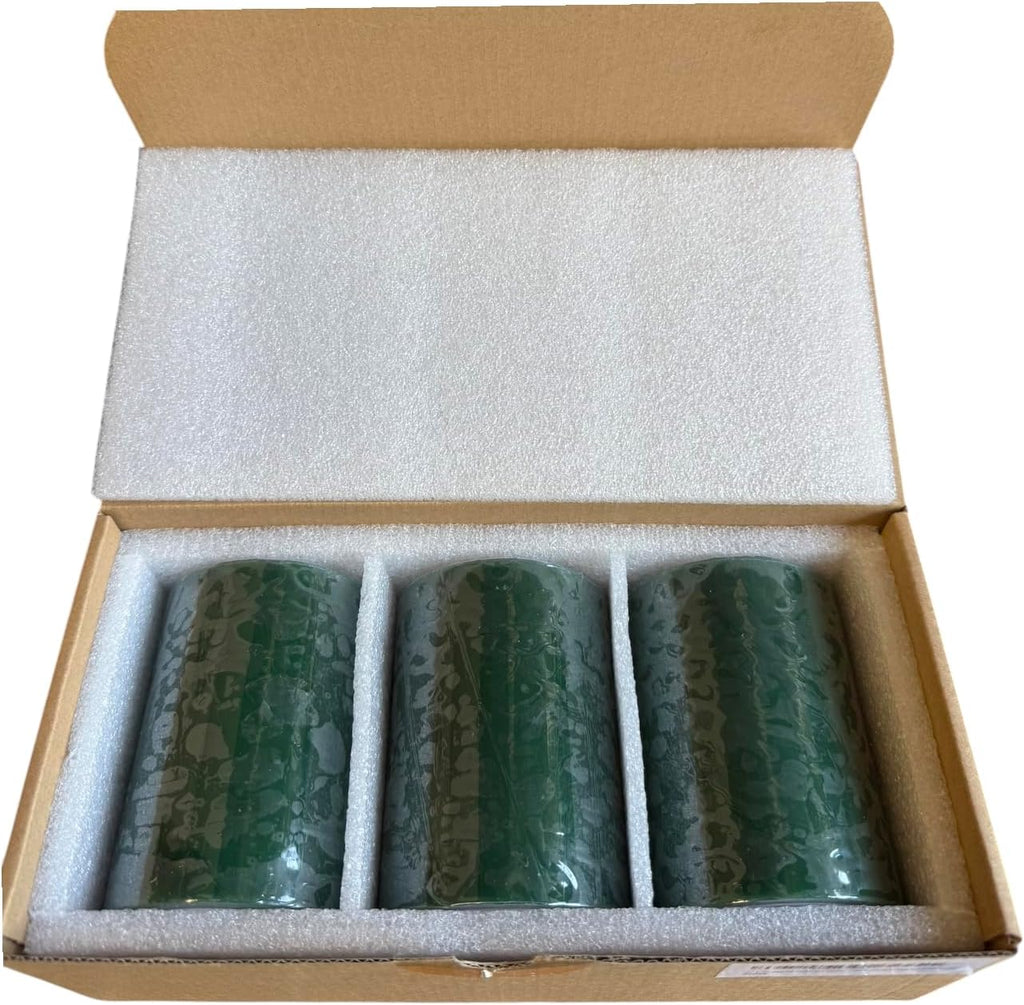 Green Pillar Candles — Set of 3 (3×4), Unscented