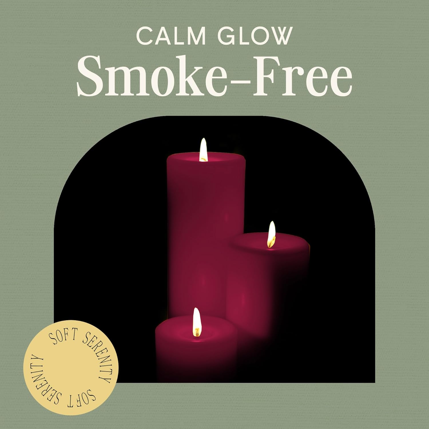 Burgundy Pillar Candles — Set of 3 (3×4, 3×6, 3×9), Unscented