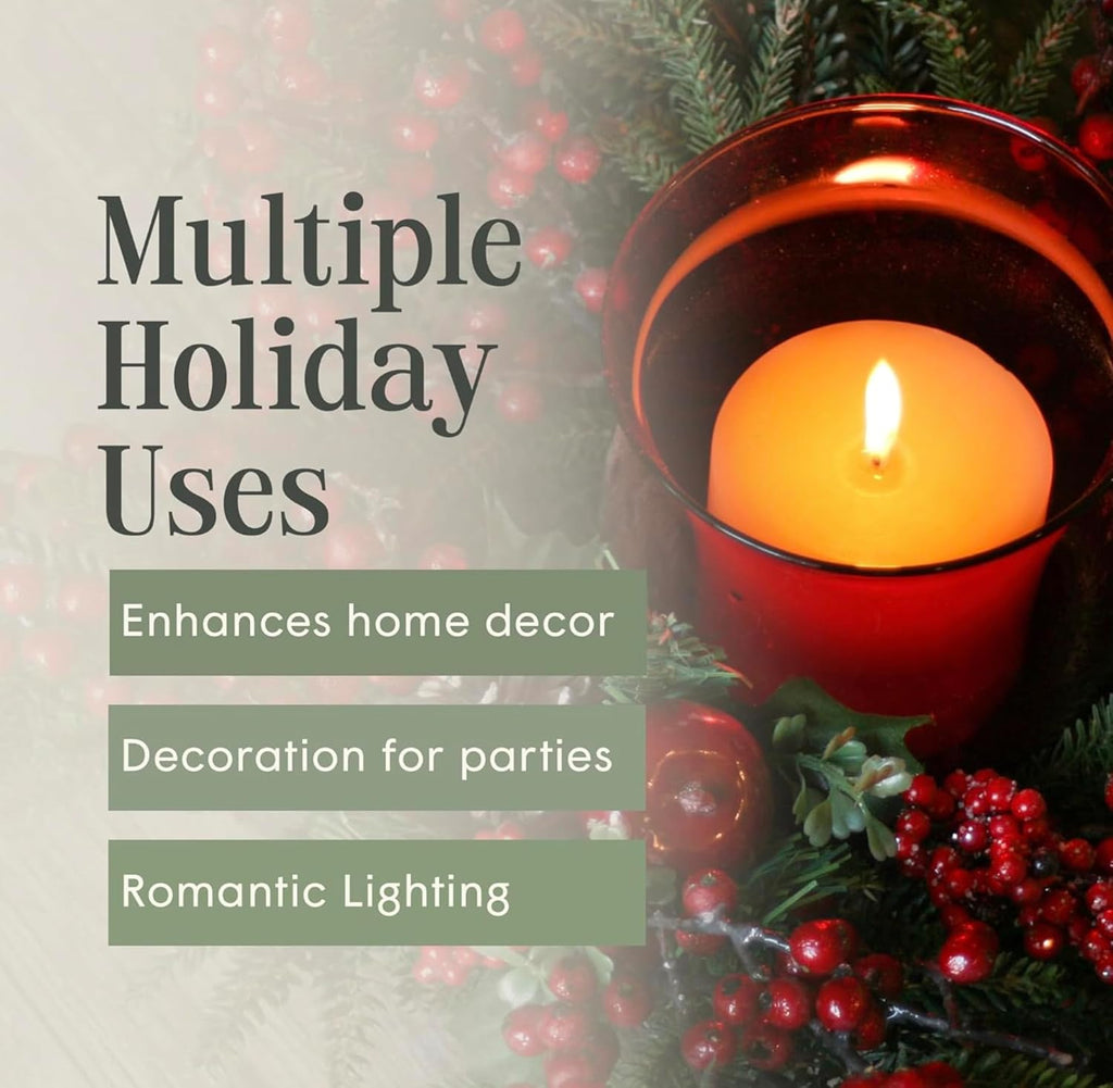 Red Holiday Votive Candles — Holly Berry & Bayberry Cypress
