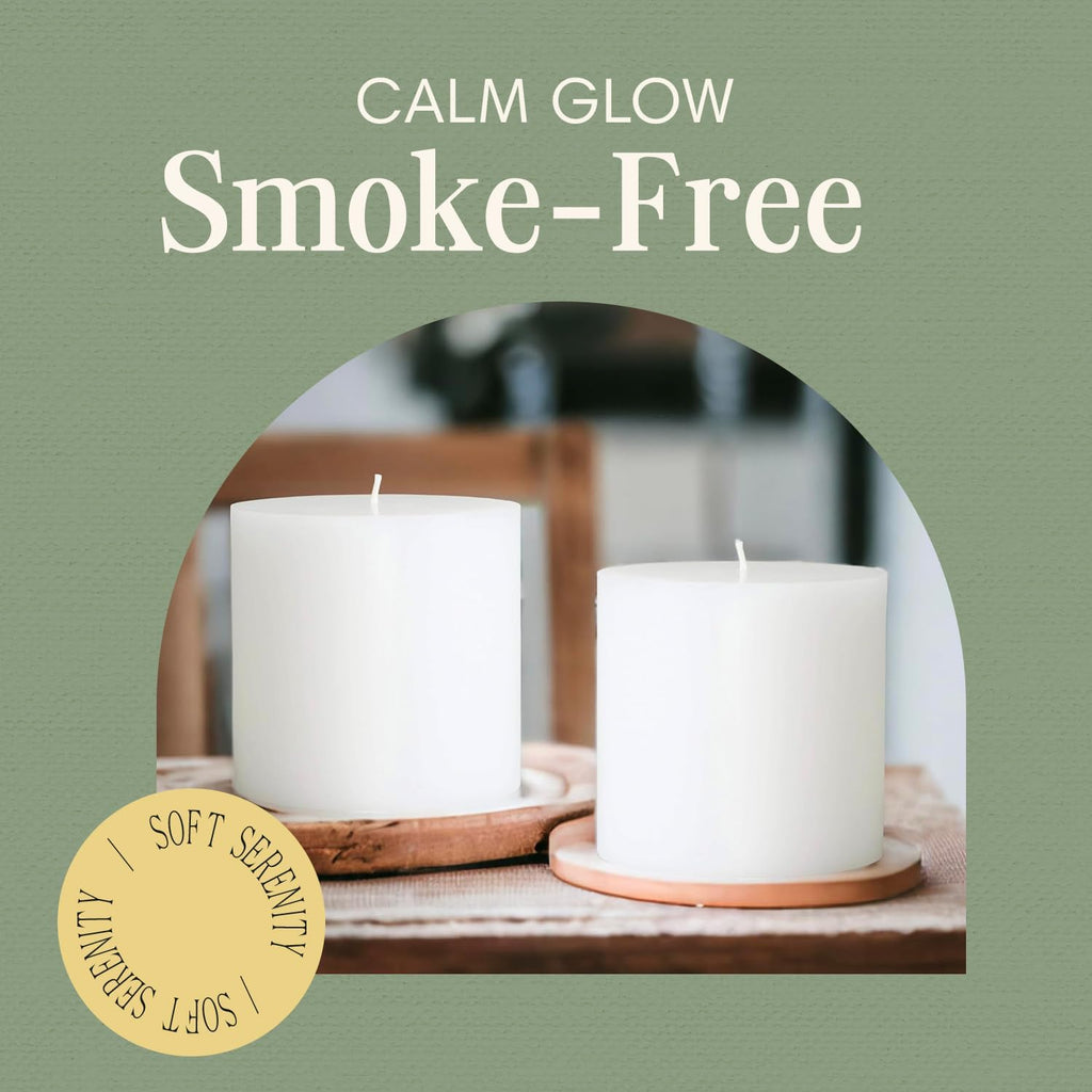 White Pillar Candles — 4×4, Set of 2, Unscented