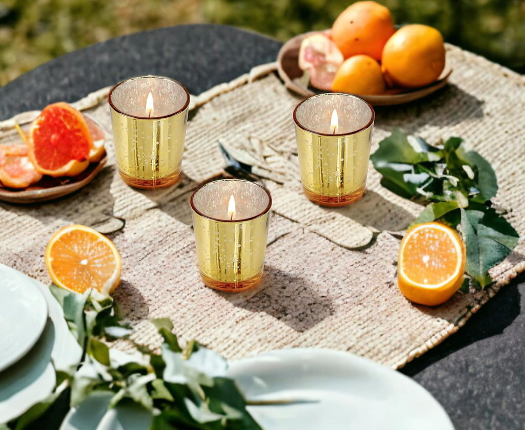Gold Mercury Glass Votives — Set of 12