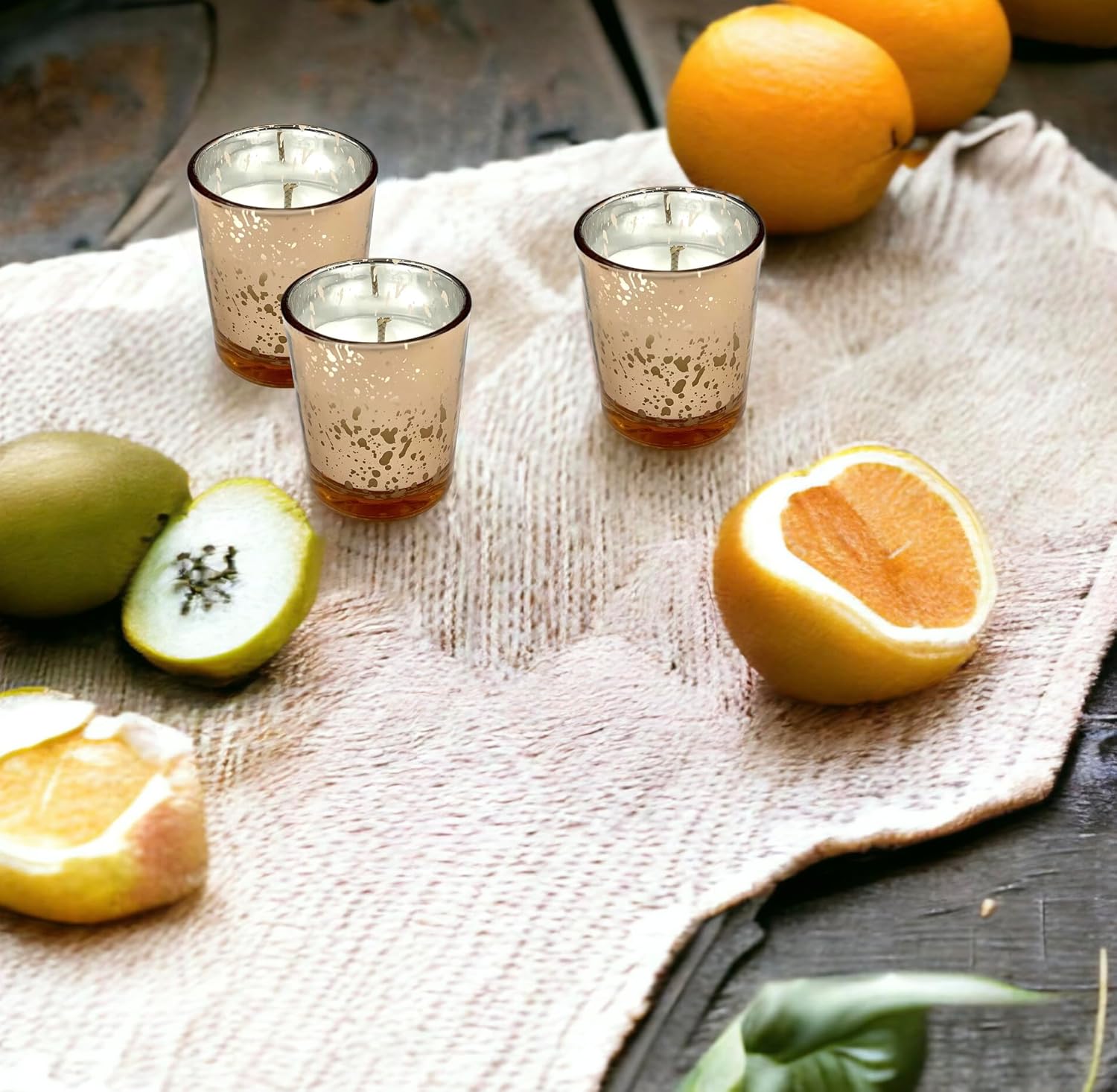 Rose Mercury Glass Votives — Set of 12