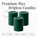 Green Pillar Candles — Set of 3 (3×4), Unscented