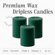 Green Pillar Candles — Set of 3 (3×4), Unscented