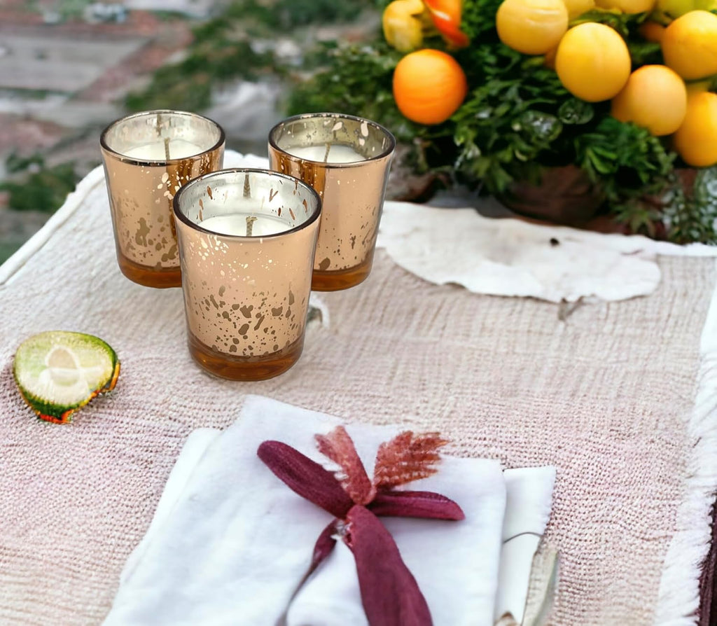 Rose Mercury Glass Votives — Set of 12