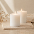 White Pillar Candles — 4×4, Set of 2, Unscented